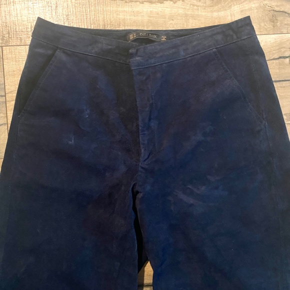 ZARA Navy Blue Wide-Leg Suede Culottes with Pockets Size Medium - Picture 3 of 16